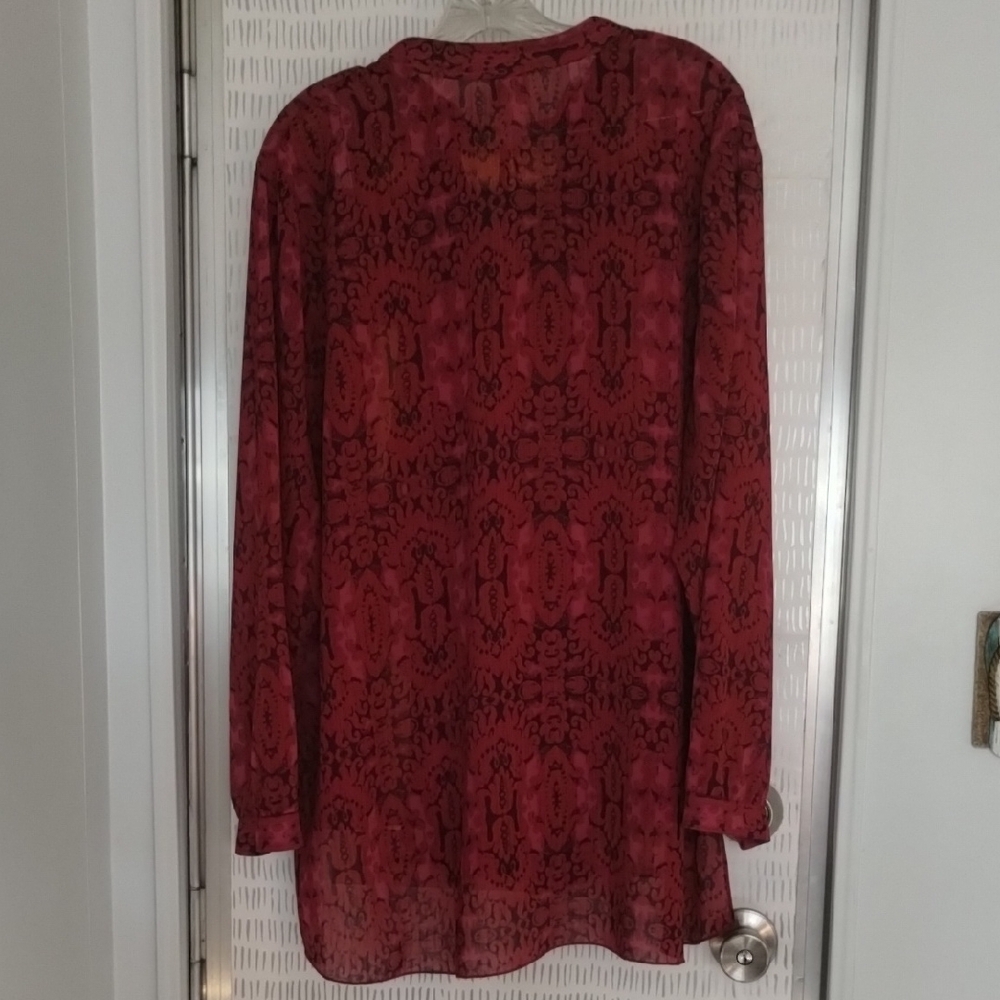 Chico's Vibrant Georgette Red Flowy Blouse Shirt … - image 6